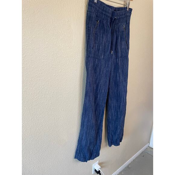 Athleta Athleisure Boho Draw String Waistband Wide Leg Soft Pants Navy Blue Sz 2 - Picture 9 of 10